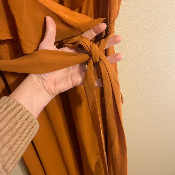 BalticBorn Rust Ruffle Wrap v-neck Maxi Dress terracotta orange flowy - Picture 5 of 13